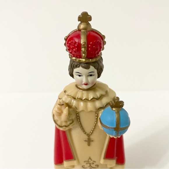Vintage Infant Prague Child Jesus Figure Statue Crown Figurine - Picture 3 of 16